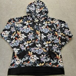 Lildy Floral Hoodie Sweatshirt L/XL Lightweight Activewear Tropical Bloomcore